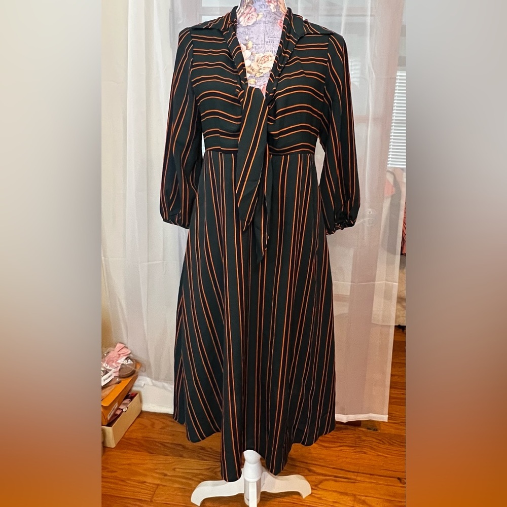Gilli Striped Dress Front Bow Tie Sexy Dressy Dress